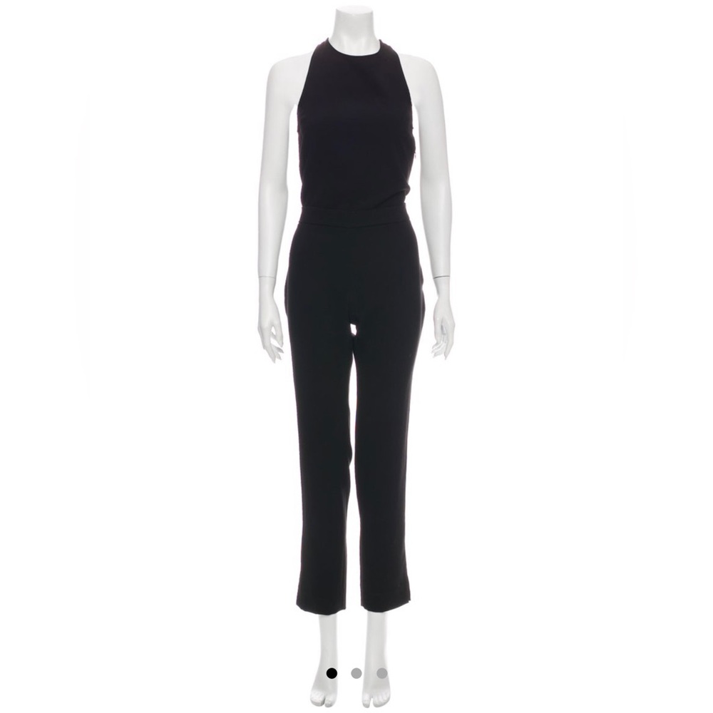 IRO sleeveless crewneck jumpsuit, tie-neck open back, Black. Size FR 36 / US 4